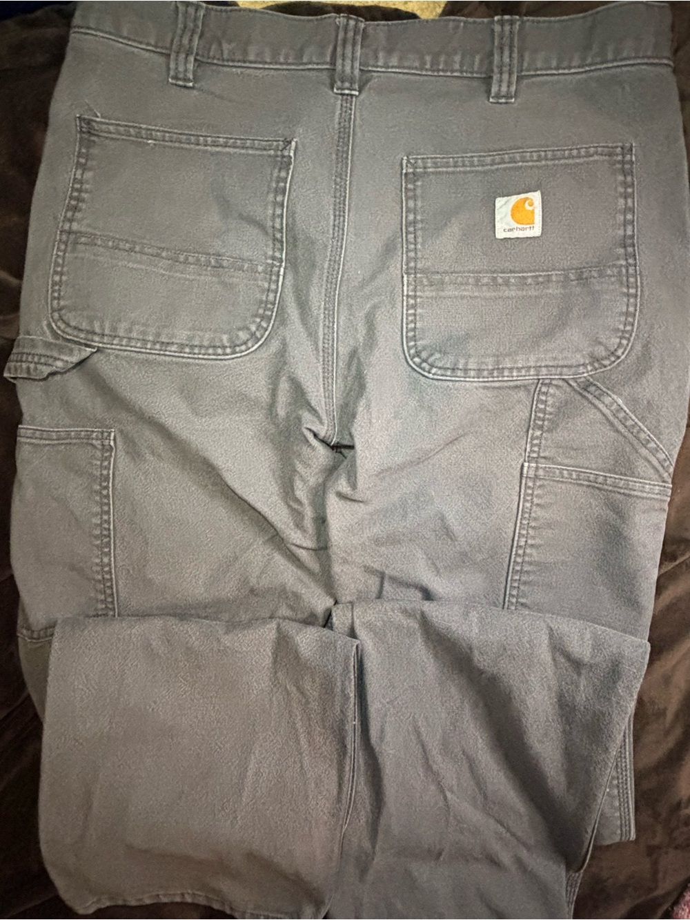 Carhartt Relaxed Fit Work Pants - Charcoal Gray with Gold Logo